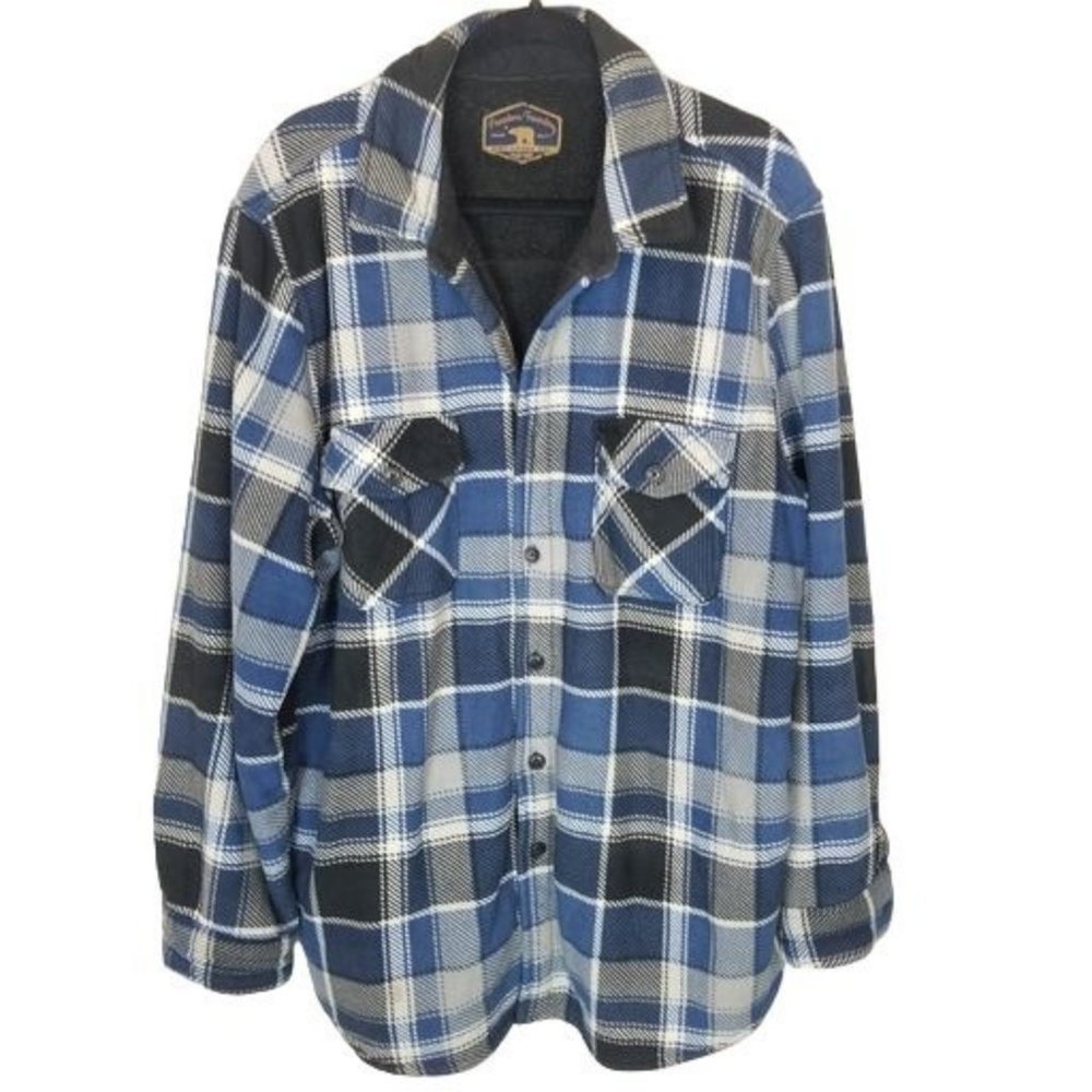Freedom Foundry Mens XXL Blue Plaid Faux Sherpa Li